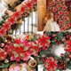 thumbnail image 5 of 5 piezas de flores navideñas con purpurina artificial, Poinsettia, decoración para árbol de Navidad artificial para decoración de fiestas en el hogar, adorno de Año Nuevo 2025, 5 of 5