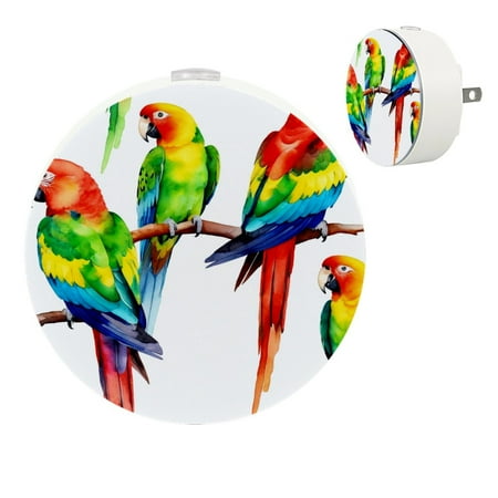 

YZUOUZY Night Lights Plug into Wall Lamps for Bedroom Bedside Lamps Set of 2 Watercolor Parrot Lovebird