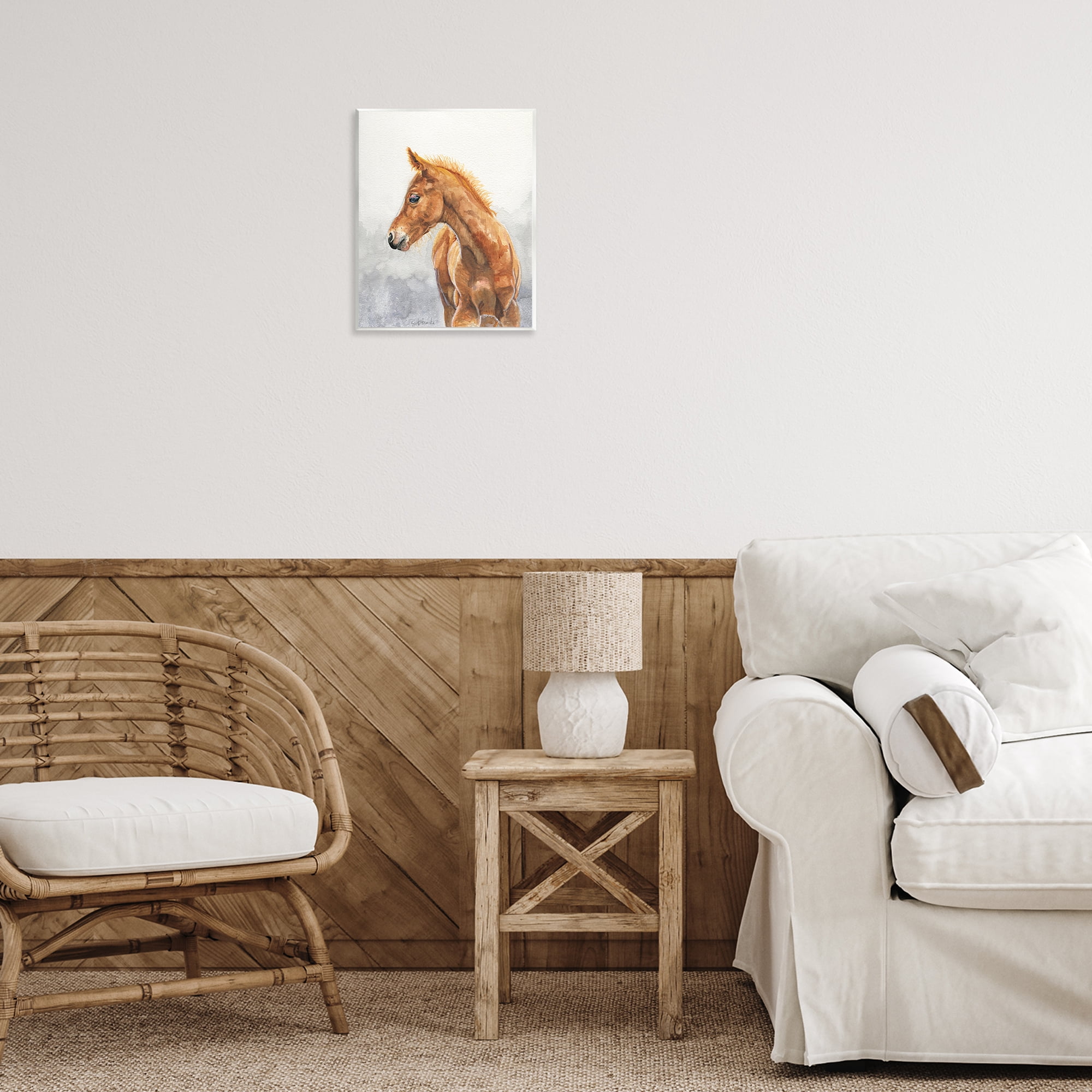 Stupell Industries Watercolor Brown Foal Animals Painting Unframed Art Print Wall Art, 11 x 14
