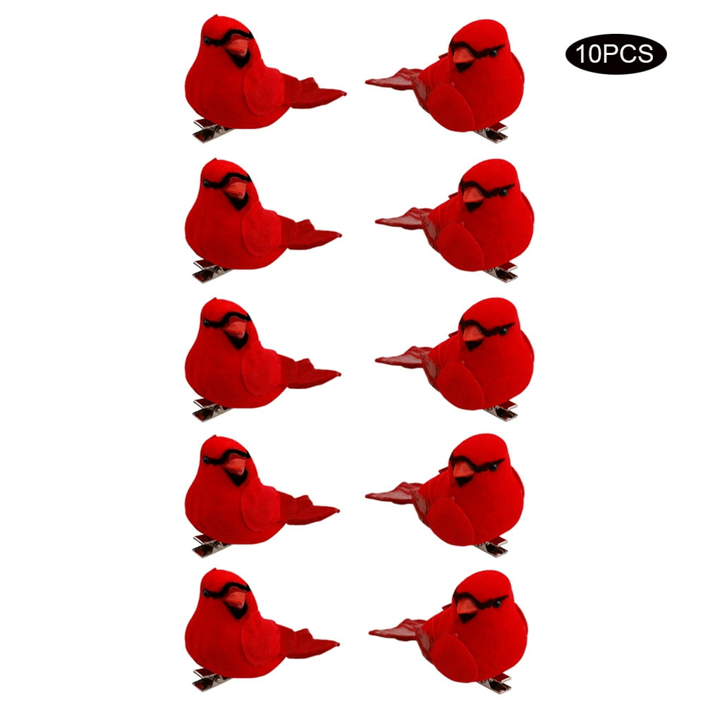 12Pcs Realistic Lovely Cardinal Clip On Christmas Tree Ornament Wreaths