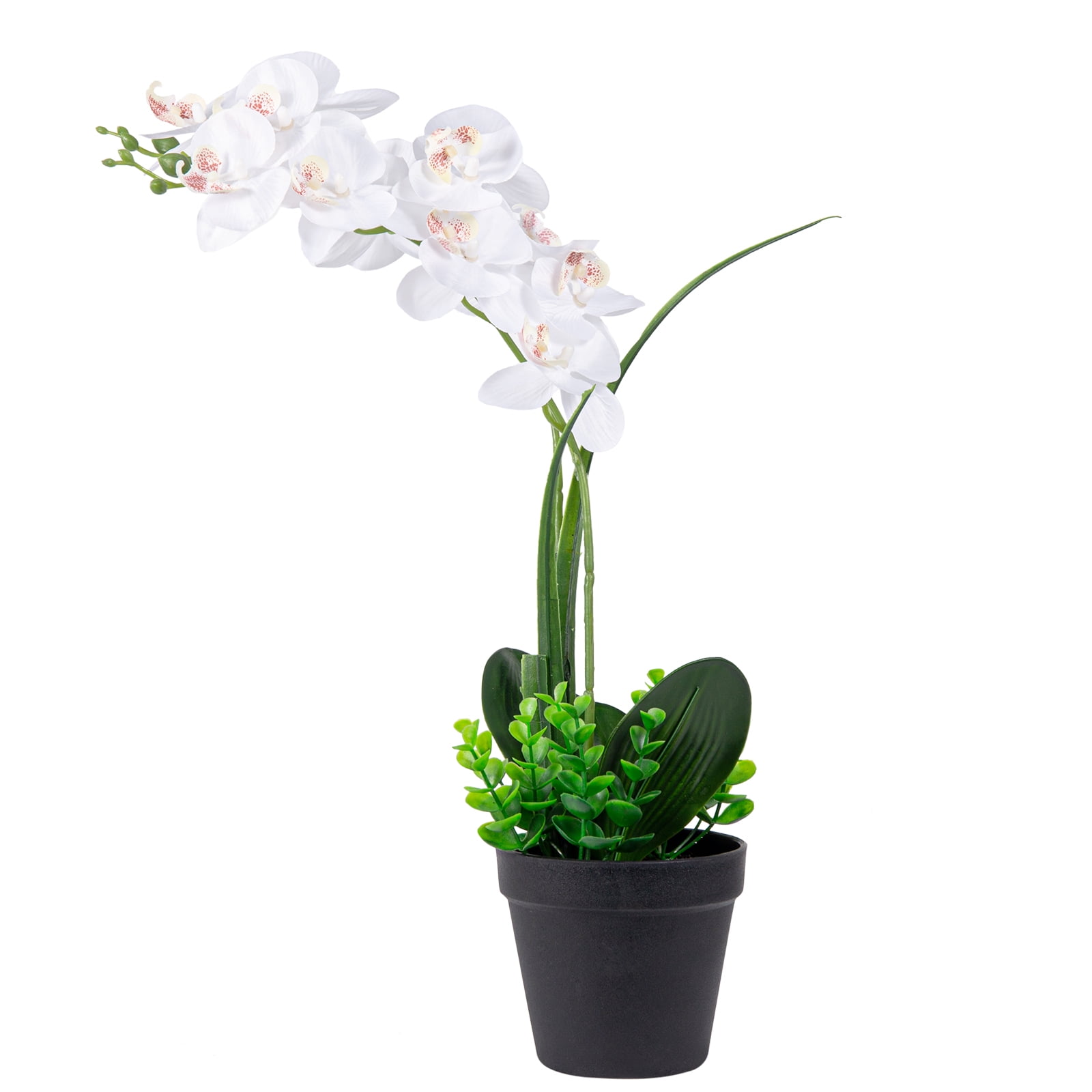 Fake White Orchid Plant with 14 Heads Silk Orchids Artificial Flower