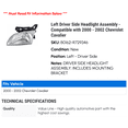 thumbnail image 2 of Left Driver Side Headlight Assembly - Compatible with 2000 - 2002 Chevy Cavalier 2001, 2 of 2