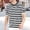 Black, variant on European Color Blocked Striped Men Casual Loose Comfortable Foreign Trade Business Sports Round Neck Short Sleeved T Shirt