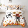 thumbnail image 2 of Manfei Cartoon Scarecrow Twin Bedding Sets 7pcs, Autumn Fallen Leaves Bedding Comforter Set, Happy Fall Y'All Print Sheet Sets, Lightweight Room Decor, 2 of 8