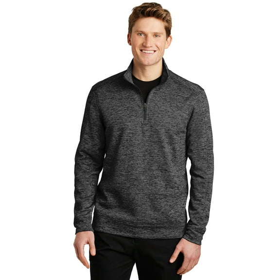 Sport-Tek Men's Electric Hthr Fleece 1/4-Zip Pullover.ST226,Gry-Blk Electric,3XL