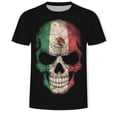 thumbnail image 1 of Unique National Flag Design Skull Print Men's Short Sleeve T-Shirt 3D Novelty Skull Cool Skeleton Graphic Tshirt Summer Fashion Top Tee, 1 of 2