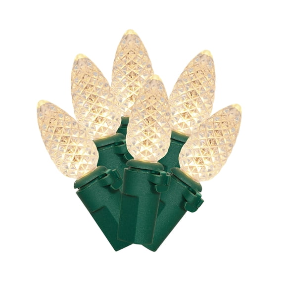 Indoor 20-Count Battery-Operated LED Diamond-Cut C3 Christmas String Lights, Warm White, Green Wire, 6.33', by Holiday Time