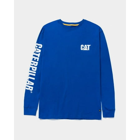 Caterpillar Men's Trademark Banner Long Sleeve Tee Shirts with Center Back Neck Wire Management Loop and CAT Logo, Memphis Blue, S