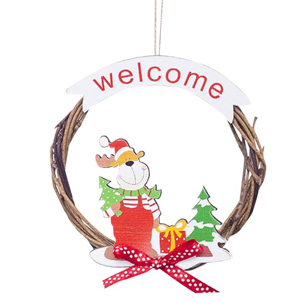Gibobby Adornos de Navidad Colgante de ratán de Navidad Colgante de ratán Puerta de armario Guirnalda decorativa(B)