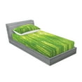 thumbnail image 2 of Ambesonne Green Fitted Sheet & Pillow Sham Set, Exotic Wildlife Scenery Print, Twin, Green, 2 of 2