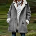 thumbnail image 2 of jtjvou Womens Lined Jackets Plus Size Winter Coats Faux Suede Pea Coat Warm Fleece Parka Outerwear Gray XXXXXL, 2 of 5