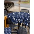 thumbnail image 4 of Outdoor Tablecloth with Umbrella Hole and Zipper, Navy Blue Christmas Square Table Cloth 60x60 Inch Waterproof Tablecloth, Xmas Trees Snowflake Winter Botanical Picnic Table Cover for Patio Camping, 4 of 7