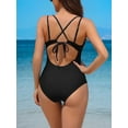 thumbnail image 6 of Charmo Womens V Neck One Piece Swimsuit Double Straps Monokini Swimsuits Tummy Control Swimwear, 6 of 6
