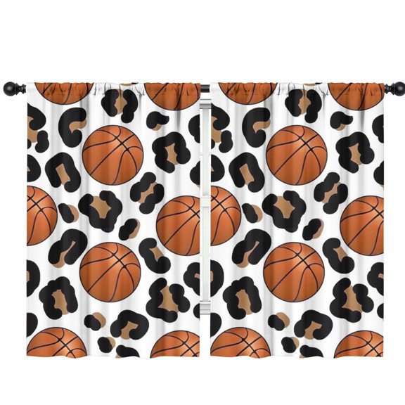 Blackout Kids Curtains,White Leopard Basketballs Pattern Childrens Insulated Curtains Set Of 2,Bedroom Essentials,Toddler Room Decor 42"x63"
