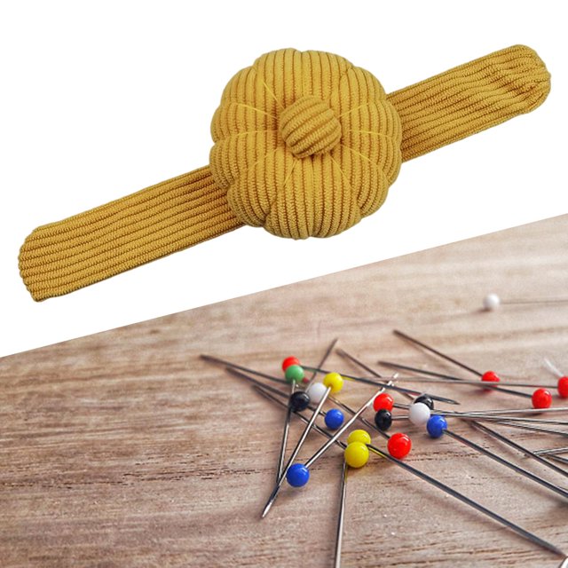 Soporte para Alfileres de Muñeca, Soporte para Alfileres de Costura, Precioso Alfiletero de Aguja Portátil, Soporte para Agujas de Coser para Manualid Amarillo Macarena Porta alfiler