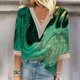thumbnail image 1 of Fiudx Ofertas Flash Del Día Solo En Línea Blusas de Túnica Básica con Cuello En V y Costuras de Encaje Estampadas con Manga 3/4 para Mujer, 1 of 5