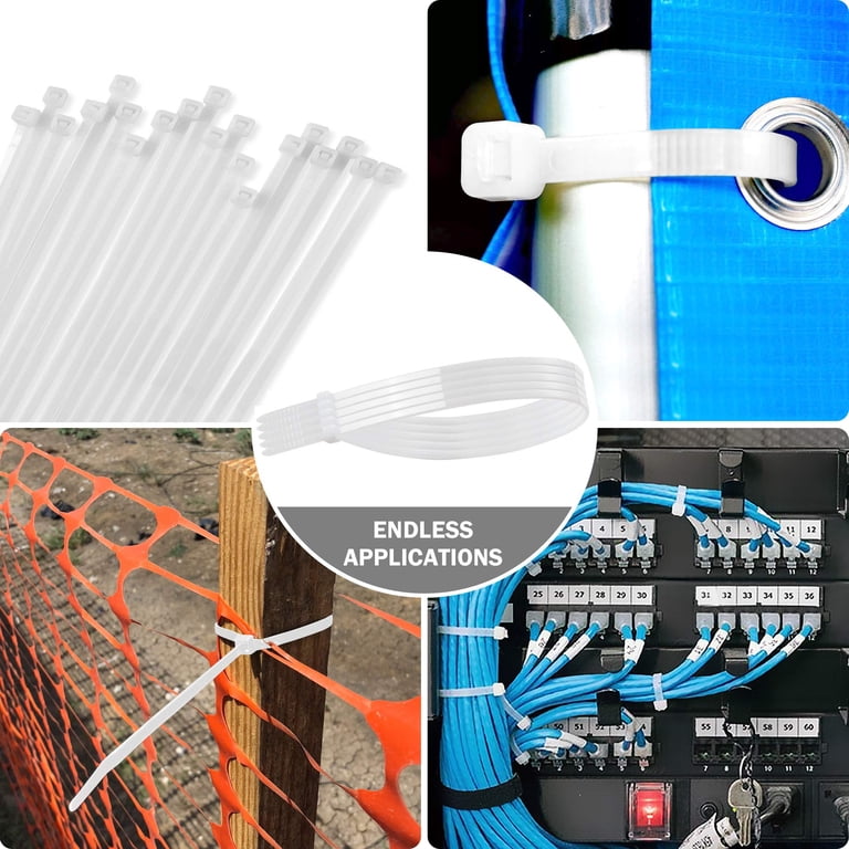 Bolt Dropper 8 Inch 1000 White Zip Cable Ties 40lbs Tensile Strength...