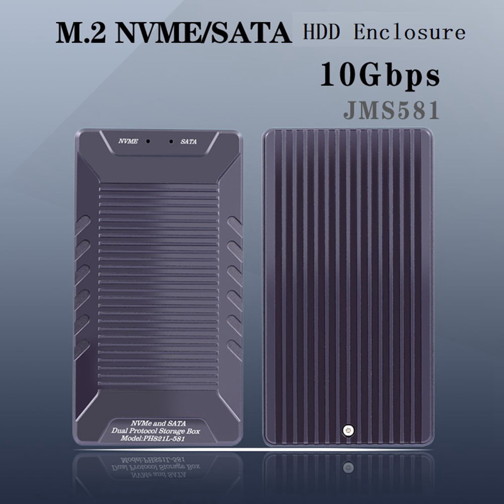 M.2 NVME NGFF SSD Enclosure Single Chip Dual Protocol Dual Disk USB3.2 10Gb Mobile Storage Hard Drive Box