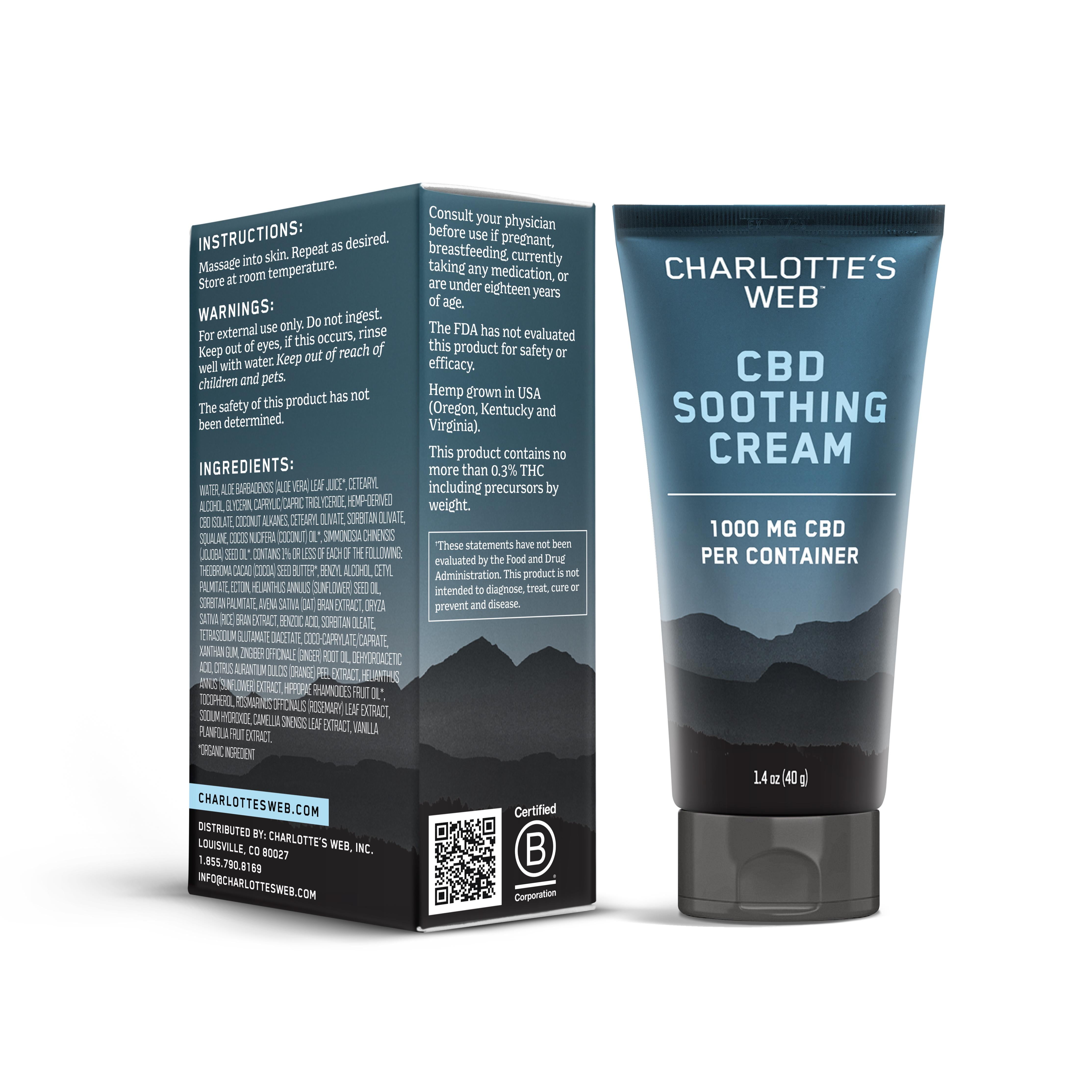 Charlotte's Web Hemp-Infused Body Cream with 1000mg CBD