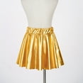 thumbnail image 5 of Raenseen Kids Girls Shiny Metallic Pleated A-Line Mini Skirts Ballet Dance Skirts Athletic Scooter Skater Skorts A Gold 10-12, 5 of 7