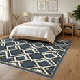 thumbnail image 3 of ODIKA 6'x9' Ultra-Soft Area Rug, Lattice Distressed Border Skid Hallway Checkered Geometric Boho Playful None Washable, Bare feet friendly, Silk-Touch for Guest Room, Bedroom, 3 of 7