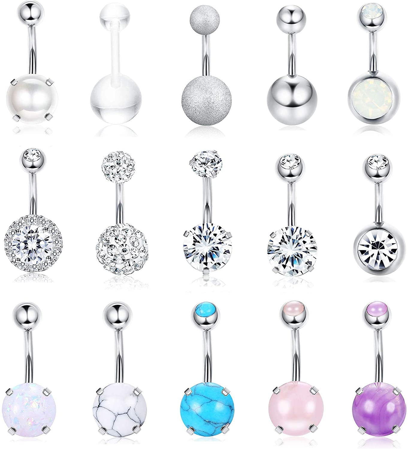 Women Fashion Navel Body Piercing Scrub Belly Button Rings Stainless Steel Stud