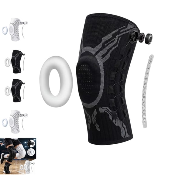 Dial Adjust Knee Support Brace, Knitted Compression Knee Sleeve with Spring Support & Silicone Pad, Sports Knee Pads for Basketball Running Workout
