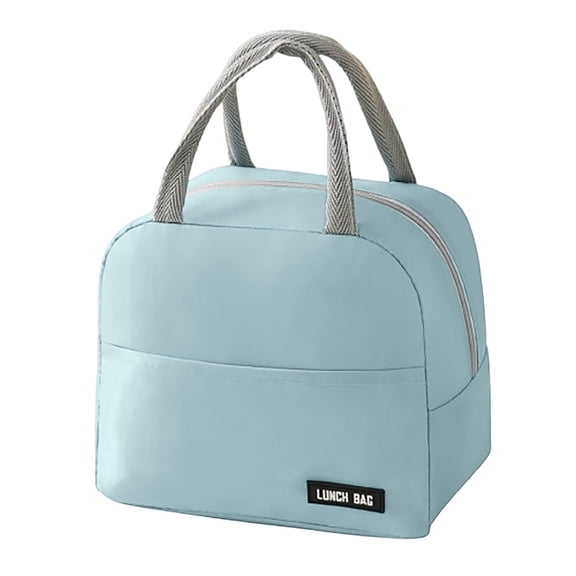 Light Blue Plain Twill Thermal Insulated Handheld Lunch Bag - With Thermal Insulation, Insulated Compartment, Handheld Handle, Easy To Clean - For Office Workers, Students,