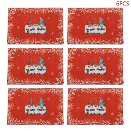 

BYDOT 6pcs Gnome Swedish Tomte for Doll Christmas Placemats Table Mats Heat Resistant Kitchen Tablemats Kids Dining Home Decoration
