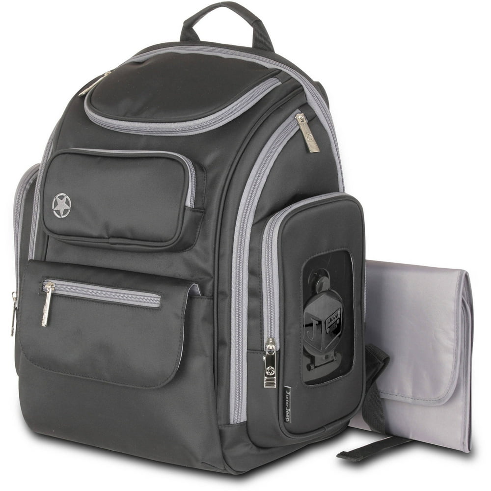 J is for Jeep Perfect Pockets Backpack Diaper Bag, Black/Grey Walmart