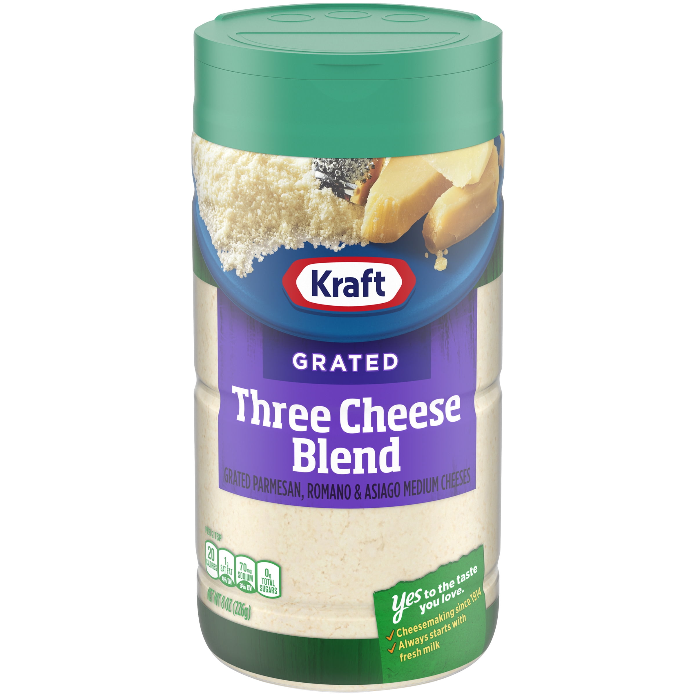 Kraft Three Cheese Blend Grated Cheese, 8 oz Shaker