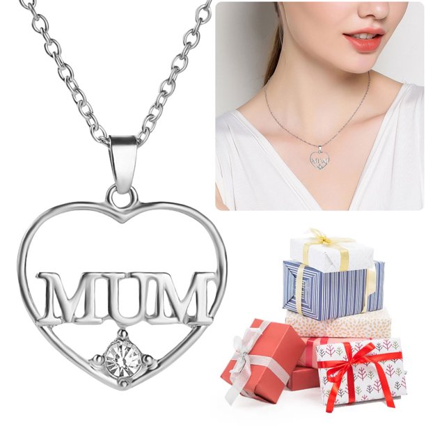 Ndcxsfigh Collar para Mamá Collar Con Corazón Amor Regalo Del Día La Madre para Mamá (plateado)