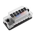 thumbnail image 5 of Portafusibles para automóvil, caja de fusibles positiva y negativa de 6 vías con divisor de potencia enchufable con luz LED, 5 of 5