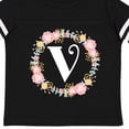 thumbnail image 4 of Inktastic Monogram Letter V Rose Floral Wreath Girls Toddler T-Shirt, 4 of 5