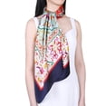 thumbnail image 1 of Grace Scarves 100% Silk Scarf, Extra-Large, Botanical Flourish, Cyan/Dark Blue, 1 of 4