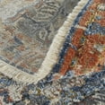 thumbnail image 3 of HomeRoots 10' Blue Orange And Ivory Floral Power Loom Runner Rug With Fringe, 3 of 8