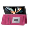 thumbnail image 3 of Nalacover Case for Samsung Z Fold3, PU Leather Wallet Phone Crossbody Flip Case with Credit Card Holder and Shoulder Wrist Strap Magnetic Stand Shockproof Cover for Samsung Galaxy Z Fold3, Winered, 3 of 14