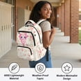thumbnail image 4 of Pzuqiu Pink Axolotl Floral School Backpack for Teens 17 Inch Soft Padded Breathable Straps Lightweight Casual Bookbag Multi Pockets for Girls Primary Middle School Daily Use, 4 of 7