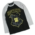 thumbnail image 3 of Harry Potter Womens' Hogwarts Crest Metallic Gold Long Sleeve Raglan T-shirt, 3 of 3