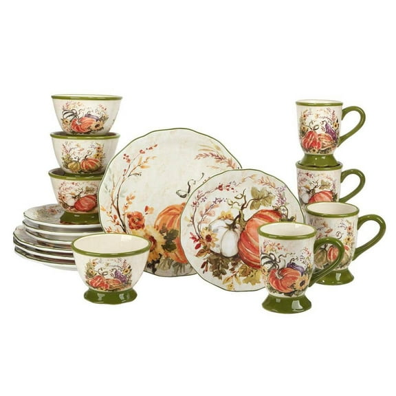 Harvest Morning 16-Piece Assorted Colors Earthenware Dinnerware Set (Service for 4)