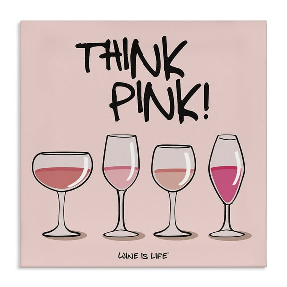 Stupell Industries Think Pink Champagne Food & Beverage Painting Wrapped Canvas Art Print Wall Art, 17 x 17