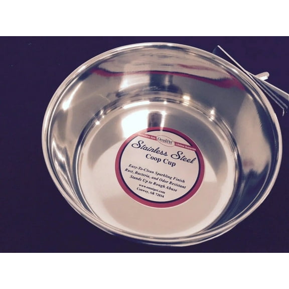 OmniPet Stainless Steel Coop Cup Food or Water Bowl for Pet 20oz.