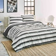 Angle View: LACOSTE GRADIENT STRIPE REVERSIBLE FULL/QUEEN COMFORTER SET IN IVORY