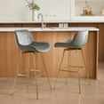 thumbnail image 2 of Art Leon Counter Height Bar Stools, 26" Height Swivel Velvet, Island Stools with Golden Metal Legs, Set of 2, Gray, 2 of 10