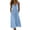 #0241-Blue, variant on Multi Color Solid V Neck Spaghetti Strap Button Front Midi Dress For Women Loose Flowy Cotton Linen Casual Summer Swing Dress With Side Pockets Gift