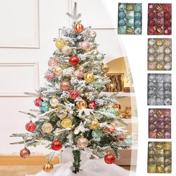 Moocorvic Clear Christmas Ball Ornaments, 12Pcs Silver Glitter Shatterproof Plastic Christmas Ornaments Hanging Xmas Tree Holiday Party Home Decor