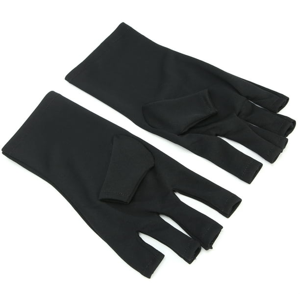 Manicure UV Protection Glove, Polyester Professional UV Protection Nail Art  Gloves For Hiking Driving Activities Black 