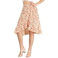 thumbnail image 6 of INSPIRE CHIC Women's Ruffle Flare Tie Waist High Low Floral Wrap Skirt L White, 6 of 8