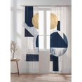 thumbnail image 2 of Sheer Curtains 108 Inches Long 2 Panels Set for Living Room, Navy Blue Abstract Art Semi Sheer Curtains for Windows, Contemporary Luxury Art Geometric Voile Window Treatments Rod Pocket Curtain, 2 of 7