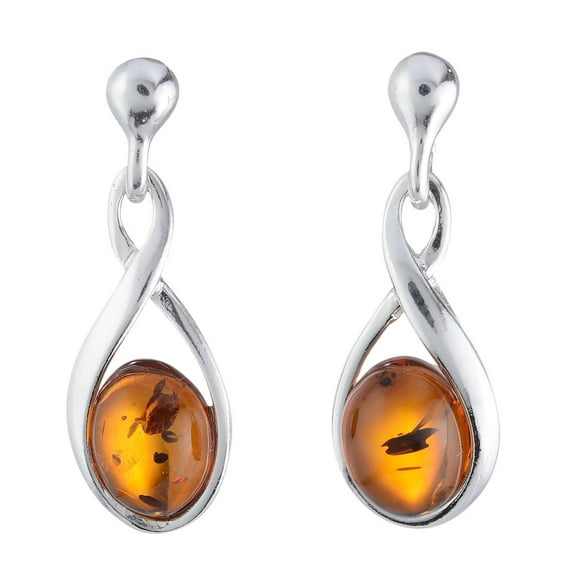 Sterling Silver and Baltic Honey Amber Earrings "Elegance"